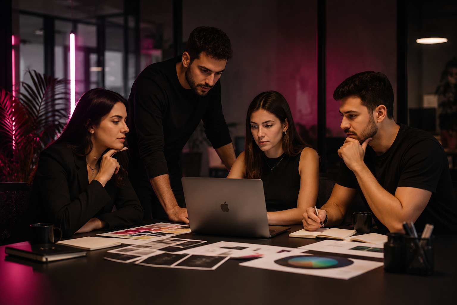 Equipe em reunião sobre um novo projeto.